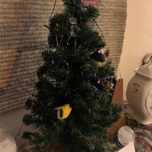 Cute Vintage German Christmas Tree, Wooden Base, 60 cm Tall in Original Box